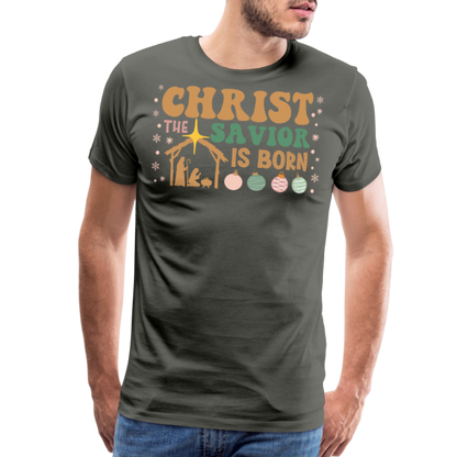 Christ the Savior is Born Christmas Family Men's Premium T-Shirt - asphalt gray