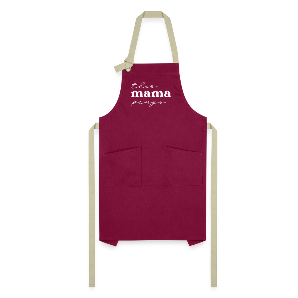 This Mama Prays Apron - burgundy/khaki