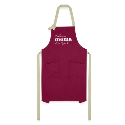 This Mama Prays Apron - burgundy/khaki