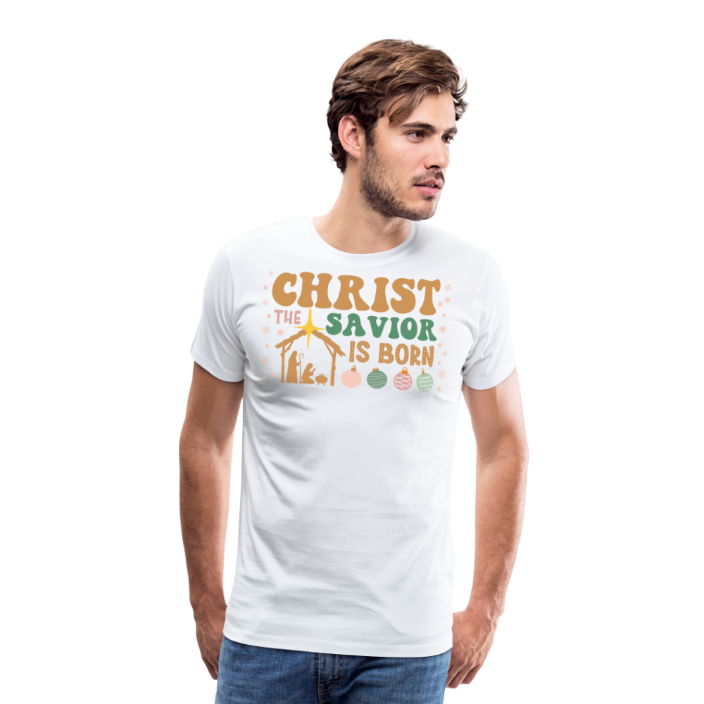 Christ the Savior is Born Christmas Family Men's Premium T-Shirt - white