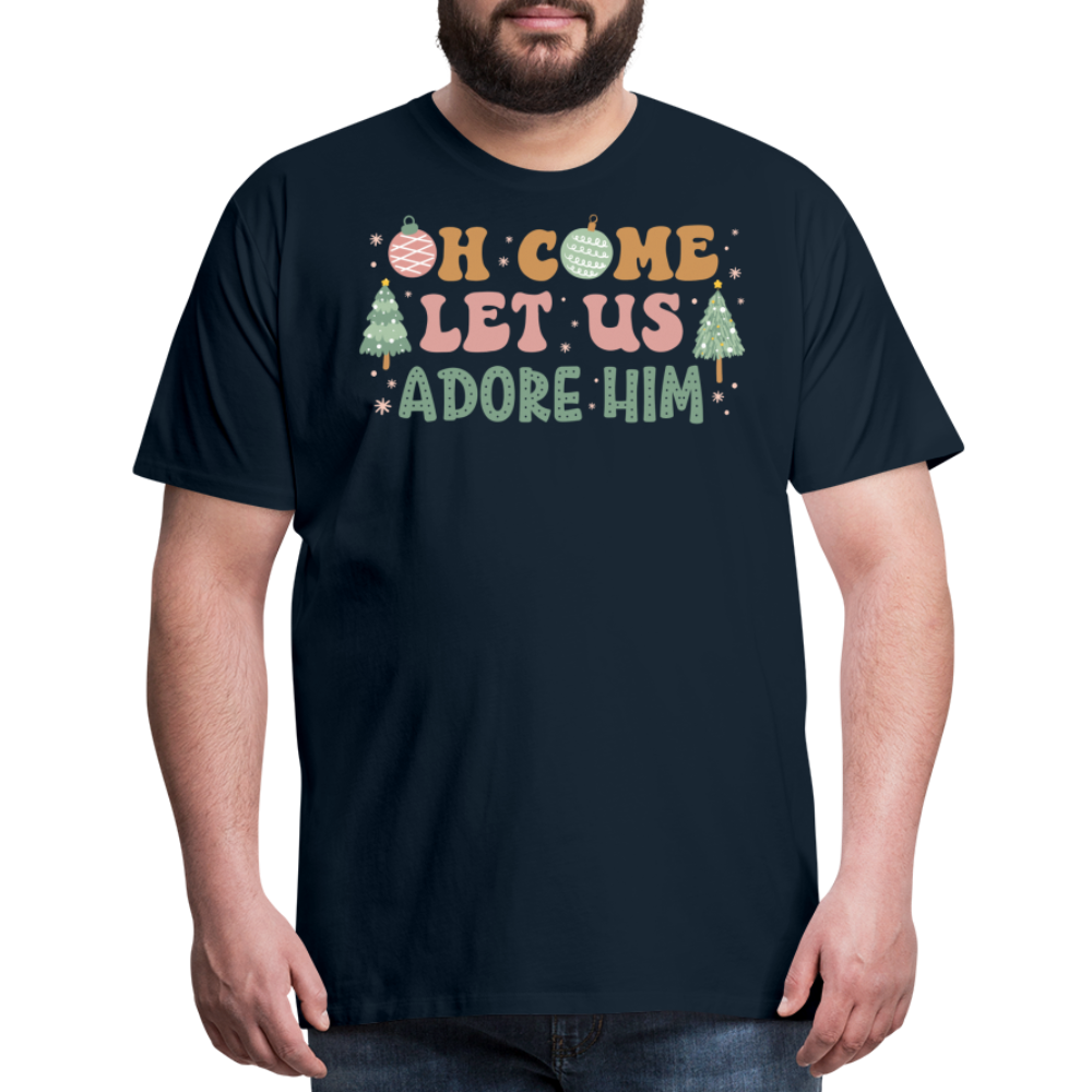 Oh Come Let Us Adore Him Christmas Family Men's Premium T-Shirt - deep navy