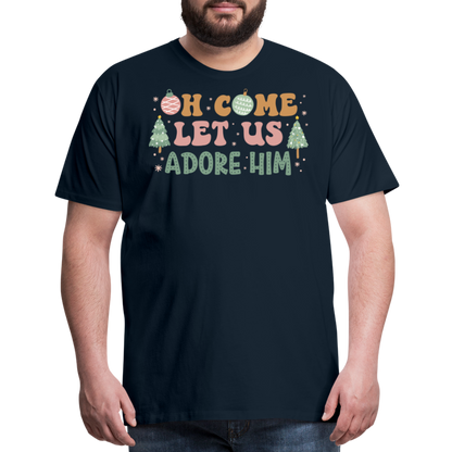 Oh Come Let Us Adore Him Christmas Family Men's Premium T-Shirt - deep navy