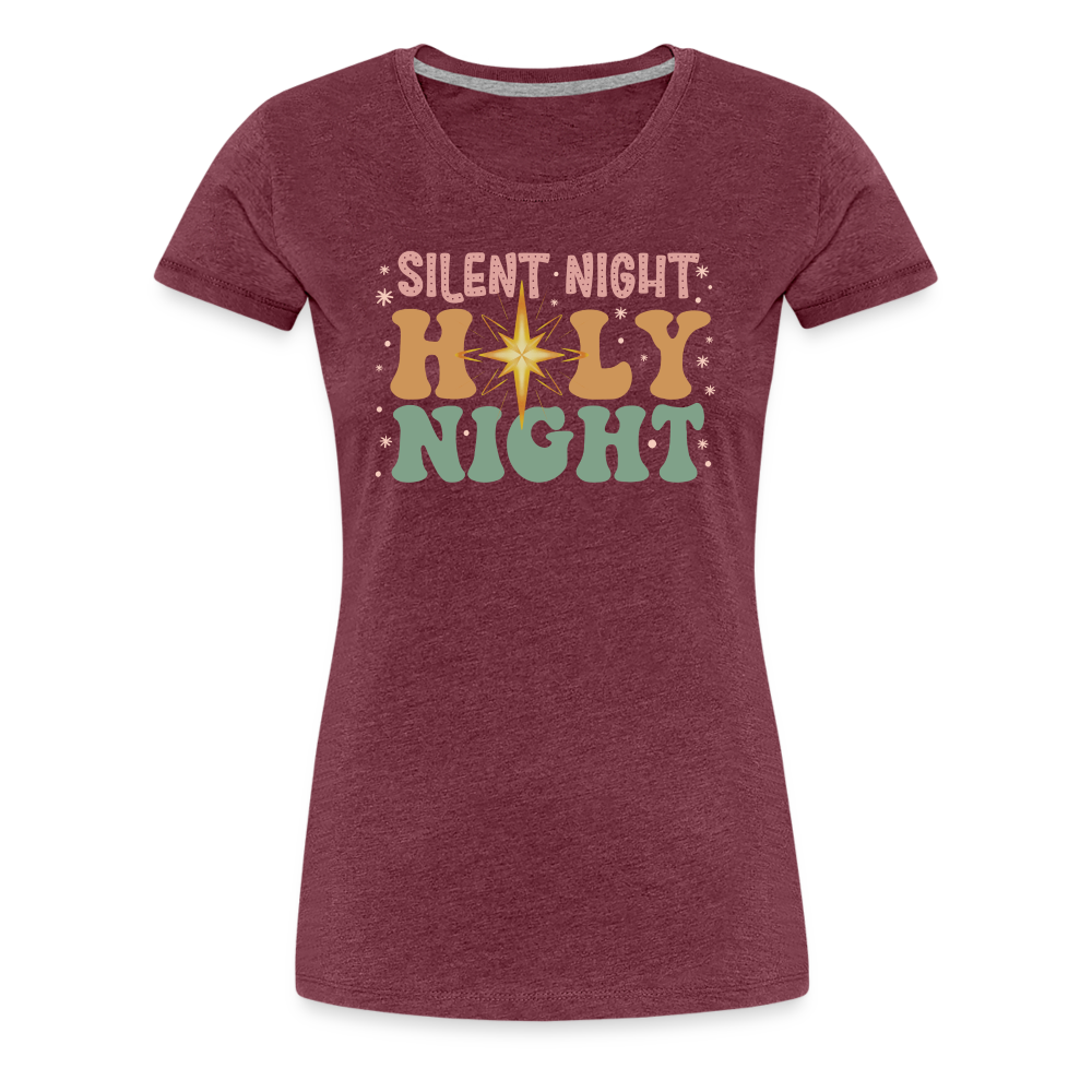 Silent Night Christmas Family Women’s Premium T-Shirt - heather burgundy