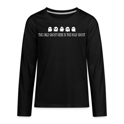 The Only Ghost Here is the Holy Ghost (W) Kid's Long Sleeve Shirt - black