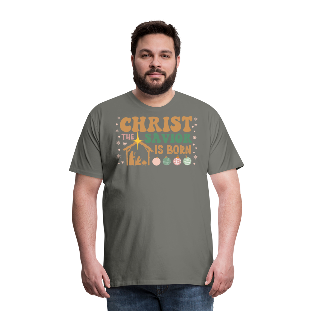 Christ the Savior is Born Christmas Family Men's Premium T-Shirt - asphalt gray