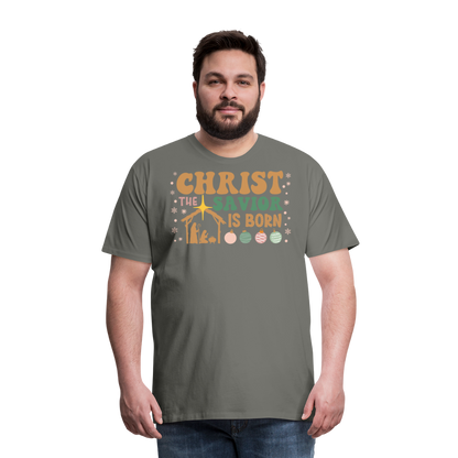 Christ the Savior is Born Christmas Family Men's Premium T-Shirt - asphalt gray