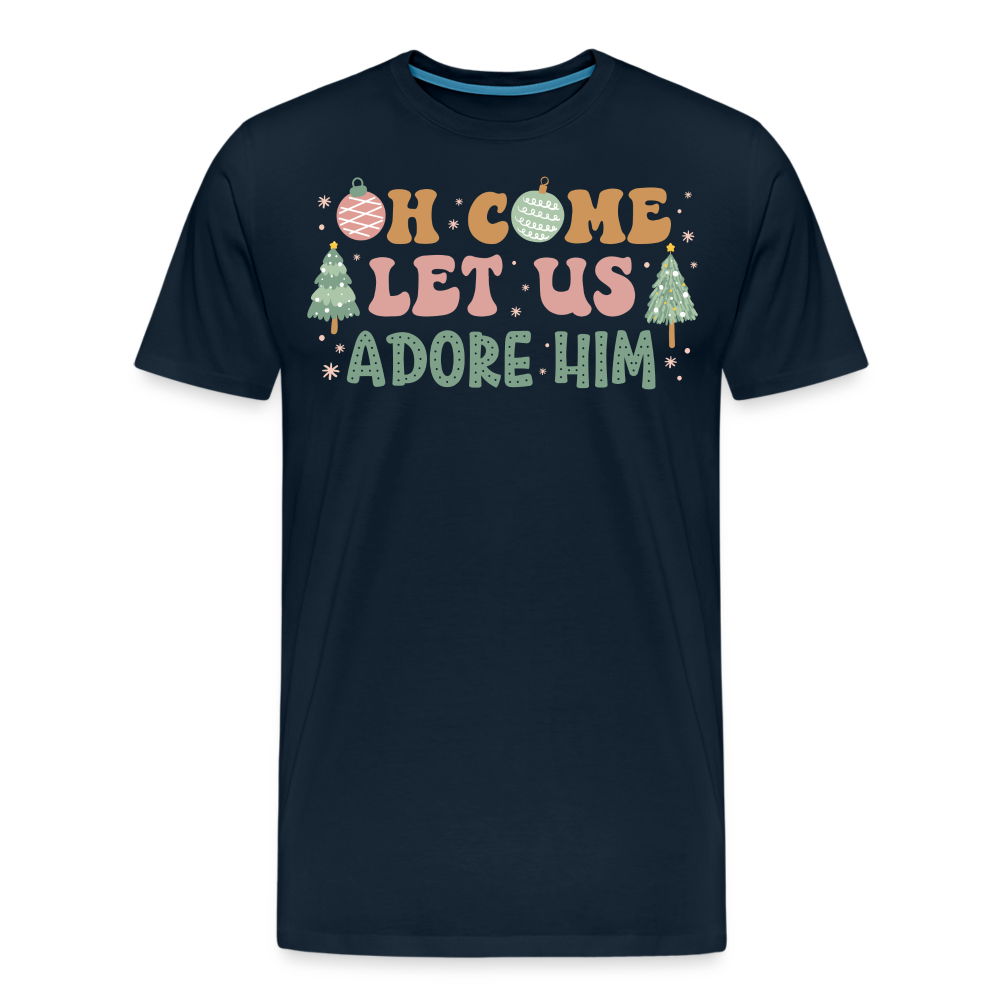 Oh Come Let Us Adore Him Christmas Family Men's Premium T-Shirt - deep navy