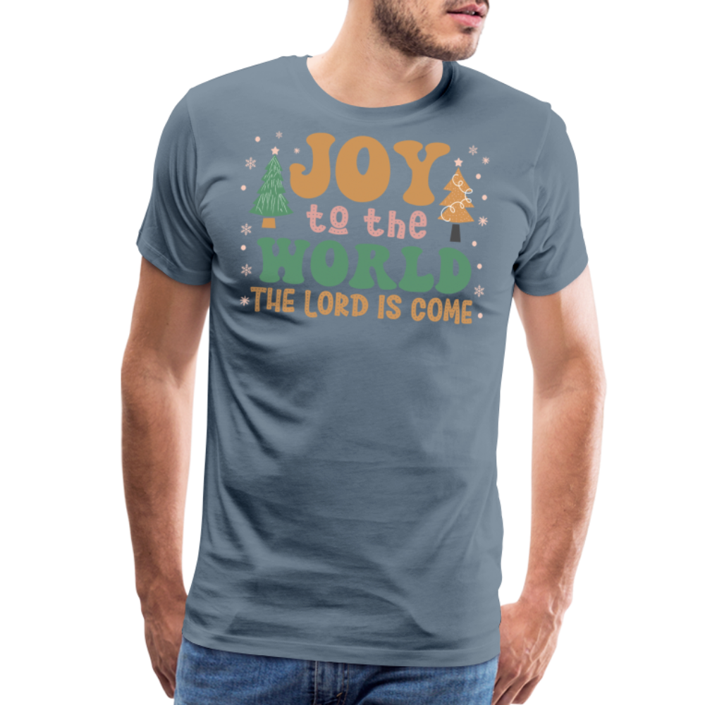 Joy to the World Christmas Family Men's Premium T-Shirt - steel blue