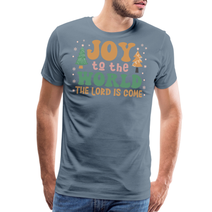 Joy to the World Christmas Family Men's Premium T-Shirt - steel blue