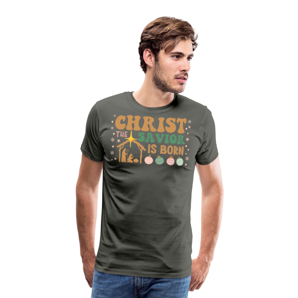 Christ the Savior is Born Christmas Family Men's Premium T-Shirt - asphalt gray