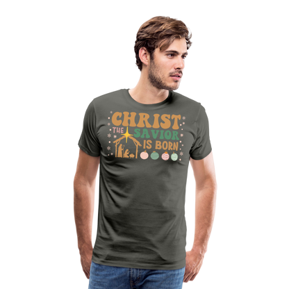 Christ the Savior is Born Christmas Family Men's Premium T-Shirt - asphalt gray