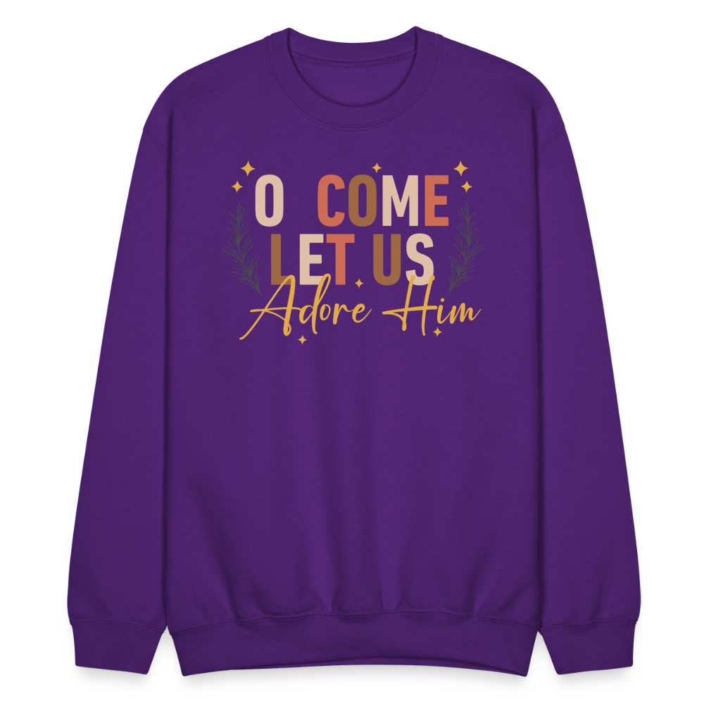 O Come Let us Adore Him Christmas Men's Sweater - purple