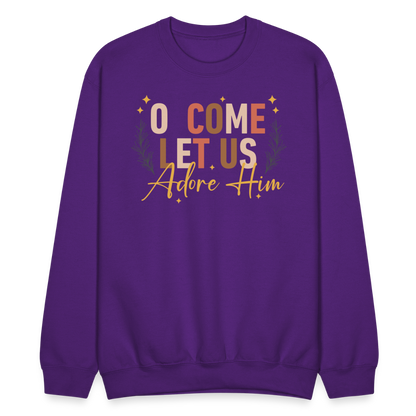 O Come Let us Adore Him Christmas Men's Sweater - purple