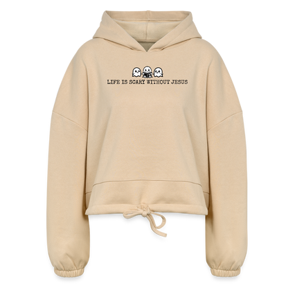 Life is Scary Without Jesus Women's Cropped Hoodie - nude