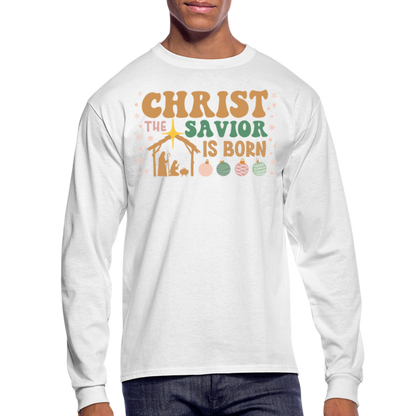 Christ the Savior is Born Christmas Family Men's Long Sleeve T-Shirt - white