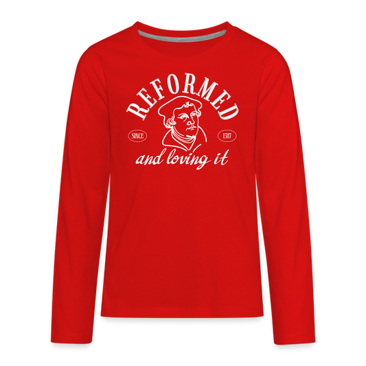 Reformed & Loving It (W) Reformation Day Kid's Long Sleeve Shirt - red