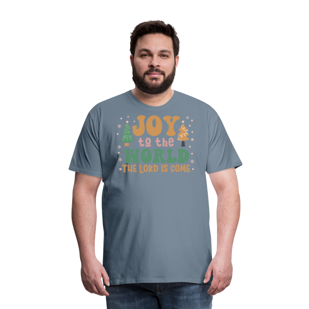 Joy to the World Christmas Family Men's Premium T-Shirt - steel blue