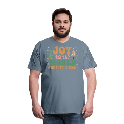 Joy to the World Christmas Family Men's Premium T-Shirt - steel blue