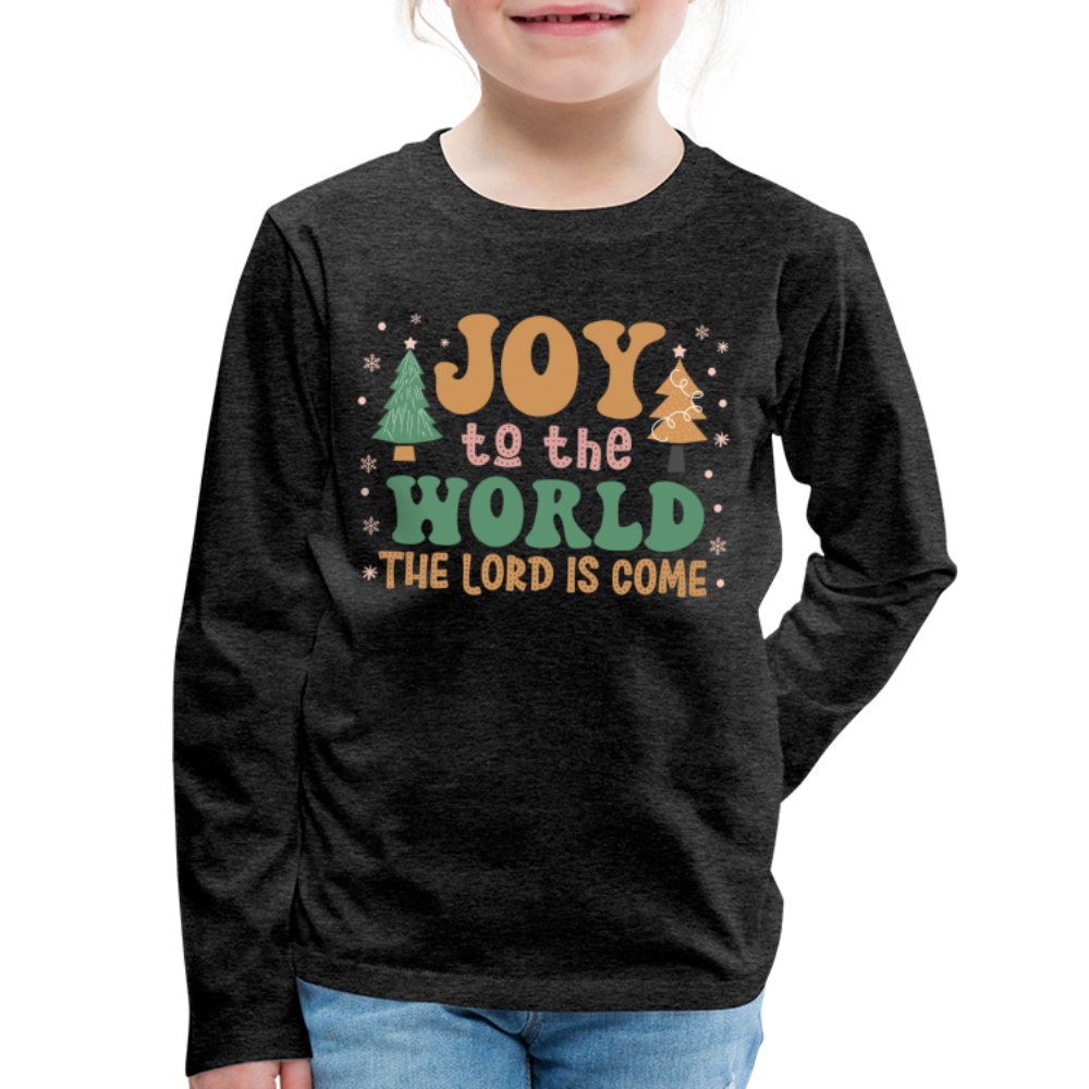 Joy to the World Christmas Family Kids' Premium Long Sleeve T-Shirt - charcoal grey