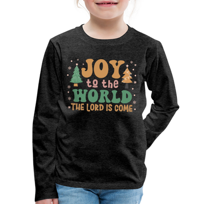 Joy to the World Christmas Family Kids' Premium Long Sleeve T-Shirt - charcoal grey