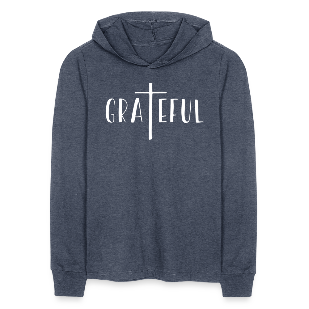 Grateful Men's Long Sleeve Shirt with Hood - heather navy