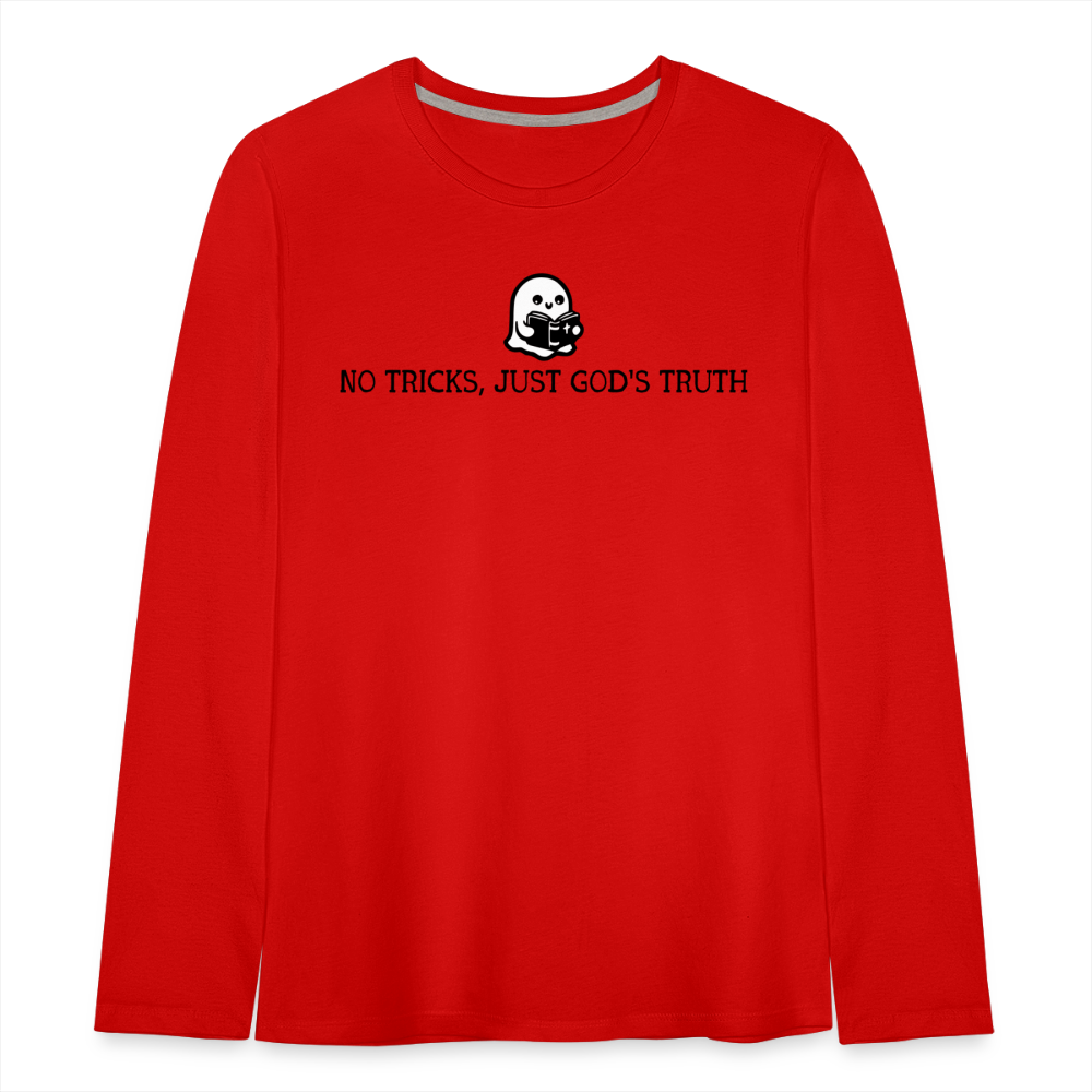 No Tricks Just God's Truth Kids Long Sleeve Shirt - red