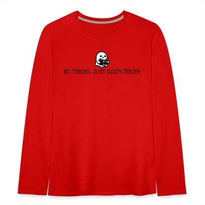 No Tricks Just God's Truth Kids Long Sleeve Shirt - red