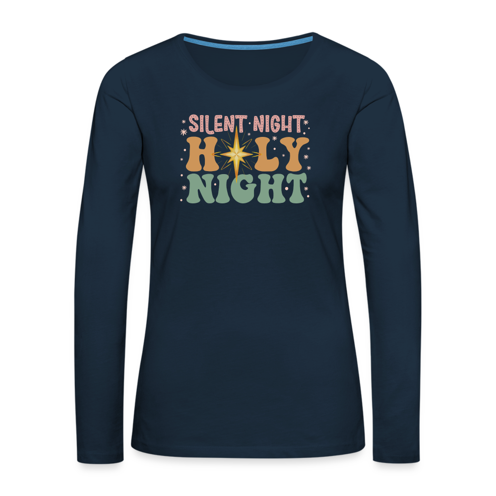 Silent Night Christmas Family Women's Premium Long Sleeve T-Shirt - deep navy