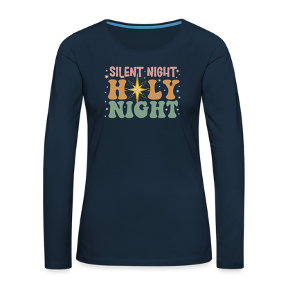 Silent Night Christmas Family Women's Premium Long Sleeve T-Shirt - deep navy