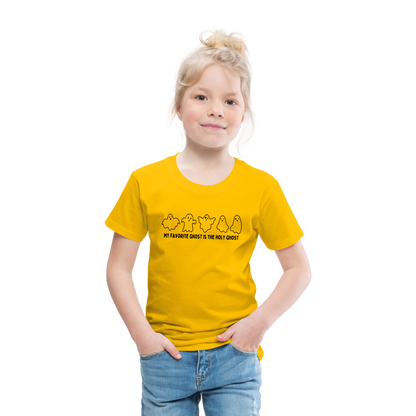 My Favorite Ghost is the Holy Ghost (B, Outline) Toddler T-Shirt - sun yellow