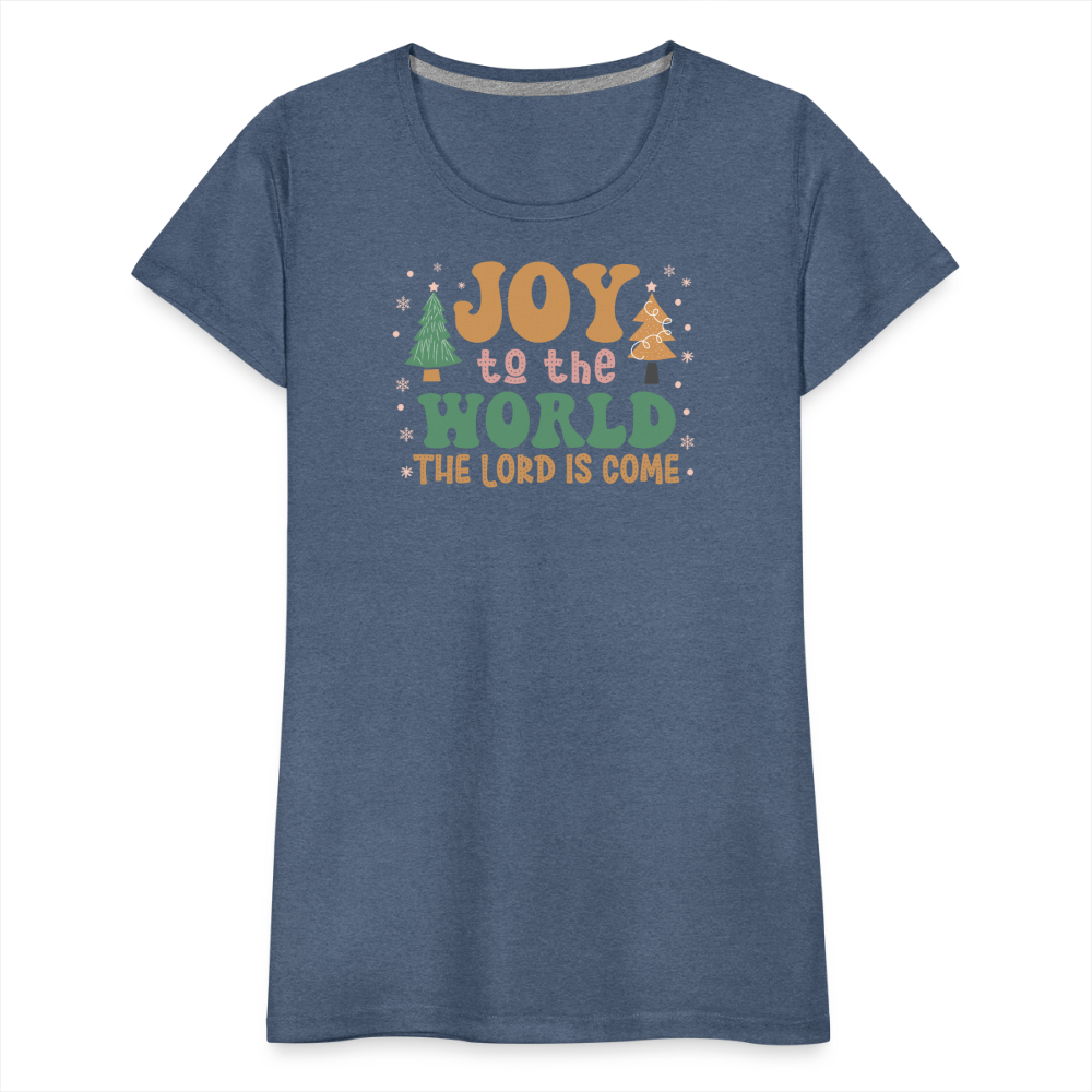 Joy to the World Christmas Family Women’s Premium T-Shirt - heather blue