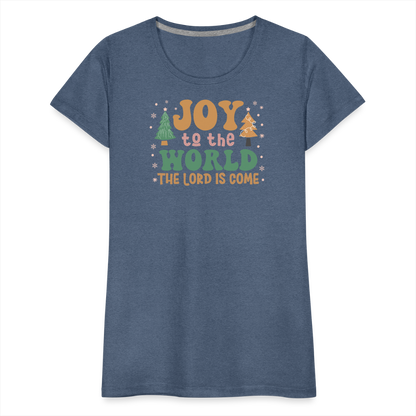 Joy to the World Christmas Family Women’s Premium T-Shirt - heather blue