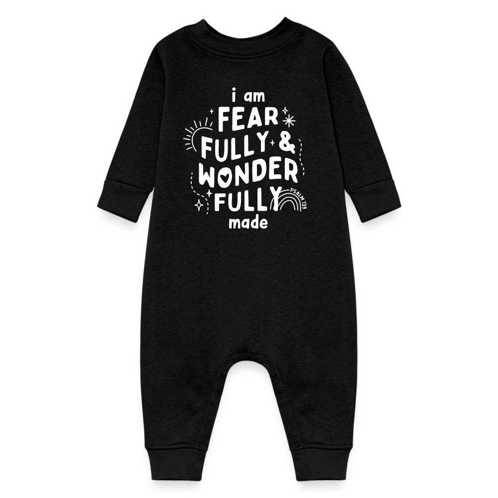 I Am Fearfully & Wonderfull Made Fleece Baby Onesie Bodysuit - black