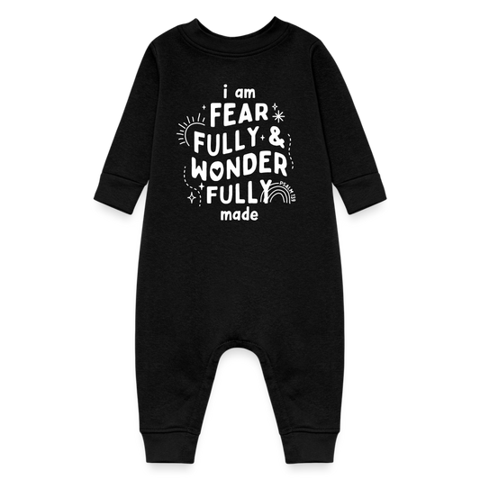 I Am Fearfully & Wonderfull Made Fleece Baby Onesie Bodysuit - black