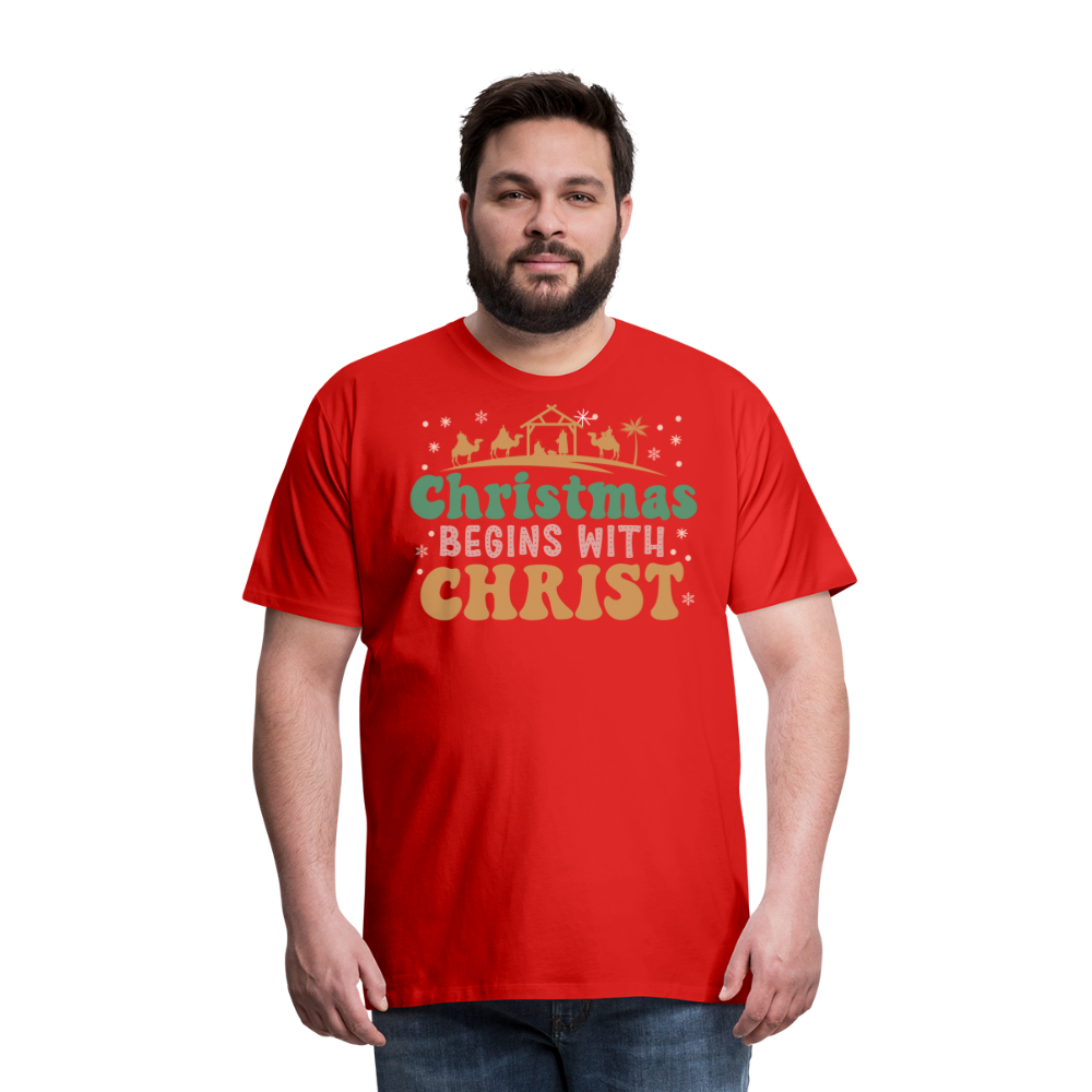 Christmas Begins with Christ is Born Christmas Family Men's Premium T-Shirt - red