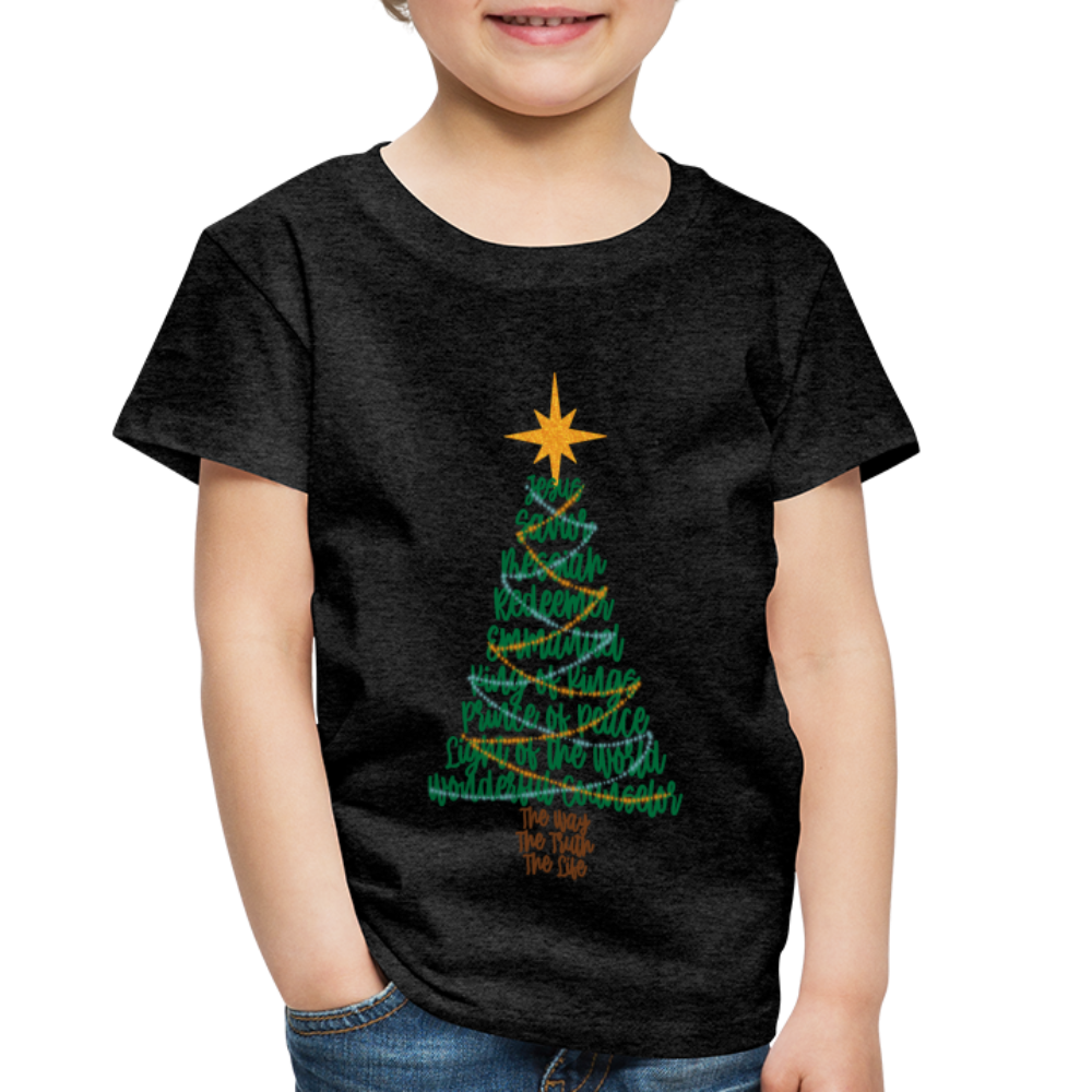 Names of Jesus Christmas Tree Toddler Shirt - charcoal grey