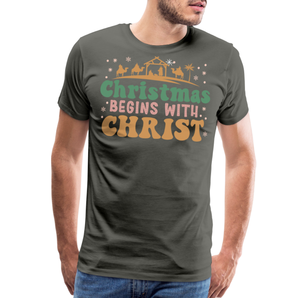 Christmas Begins with Christ is Born Christmas Family Men's Premium T-Shirt - asphalt gray