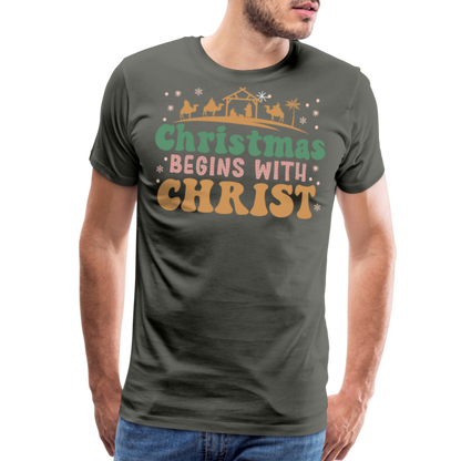 Christmas Begins with Christ is Born Christmas Family Men's Premium T-Shirt - asphalt gray