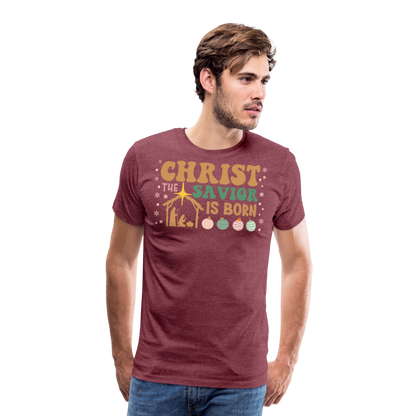 Christ the Savior is Born Christmas Family Men's Premium T-Shirt - heather burgundy