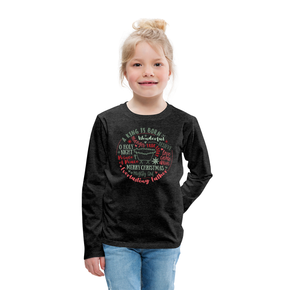 Manger Collage (RG) Kid's Long Sleeve Shirt - charcoal grey