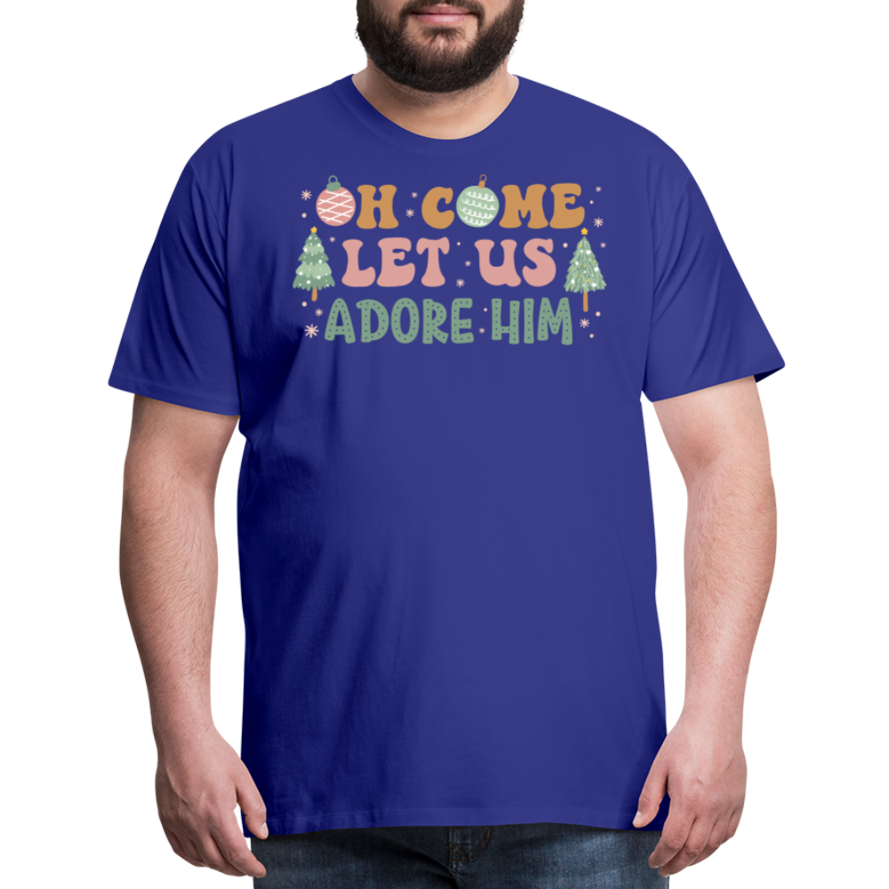 Oh Come Let Us Adore Him Christmas Family Men's Premium T-Shirt - royal blue