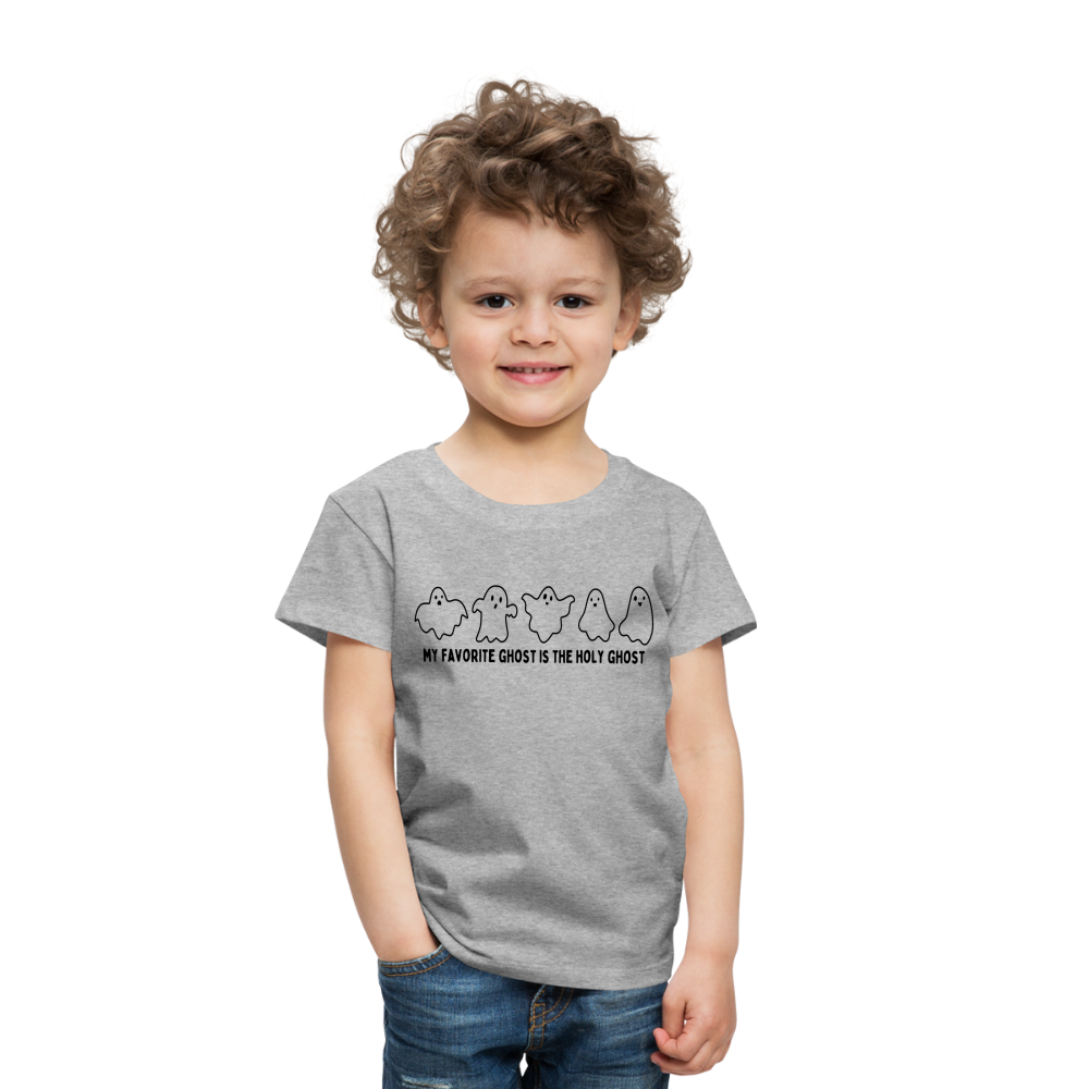 My Favorite Ghost is the Holy Ghost (B, Outline) Toddler T-Shirt - heather gray