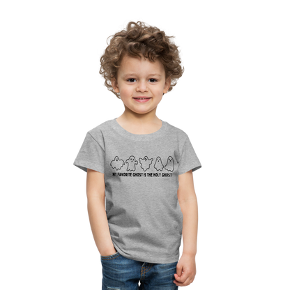 My Favorite Ghost is the Holy Ghost (B, Outline) Toddler T-Shirt - heather gray