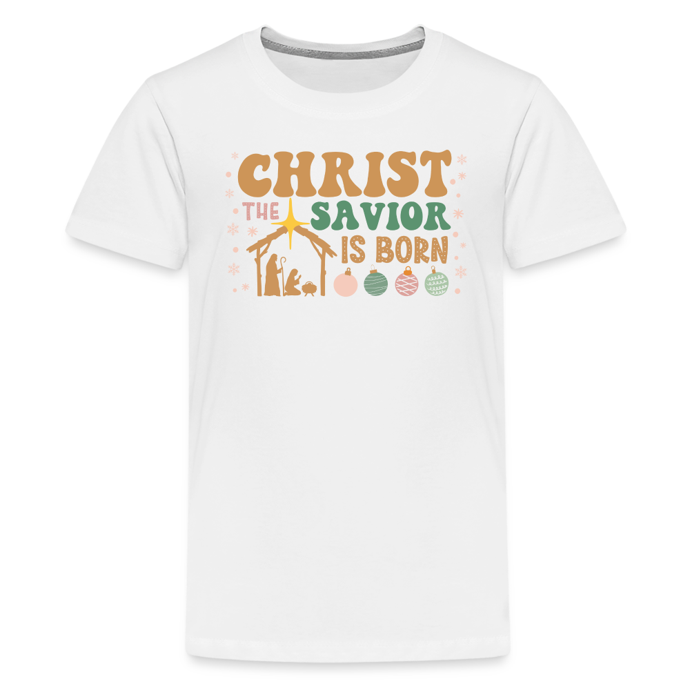 Christ the Savior is Born Christmas Family Kids' Premium T-Shirt - white