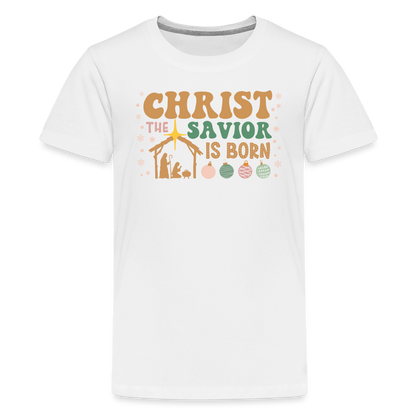 Christ the Savior is Born Christmas Family Kids' Premium T-Shirt - white