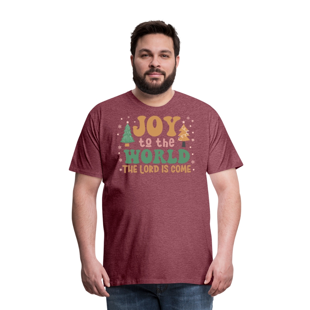 Joy to the World Christmas Family Men's Premium T-Shirt - heather burgundy