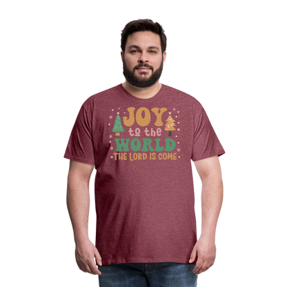 Joy to the World Christmas Family Men's Premium T-Shirt - heather burgundy