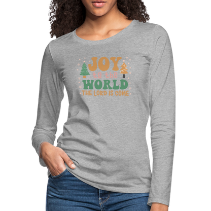 Joy to the World Christmas Family Women's Premium Long Sleeve T-Shirt - heather gray