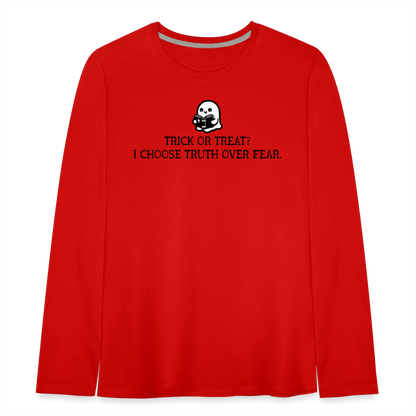 Trick or Treat I Choose Truth (Bible) Kid's Long Sleeve Shirt - red