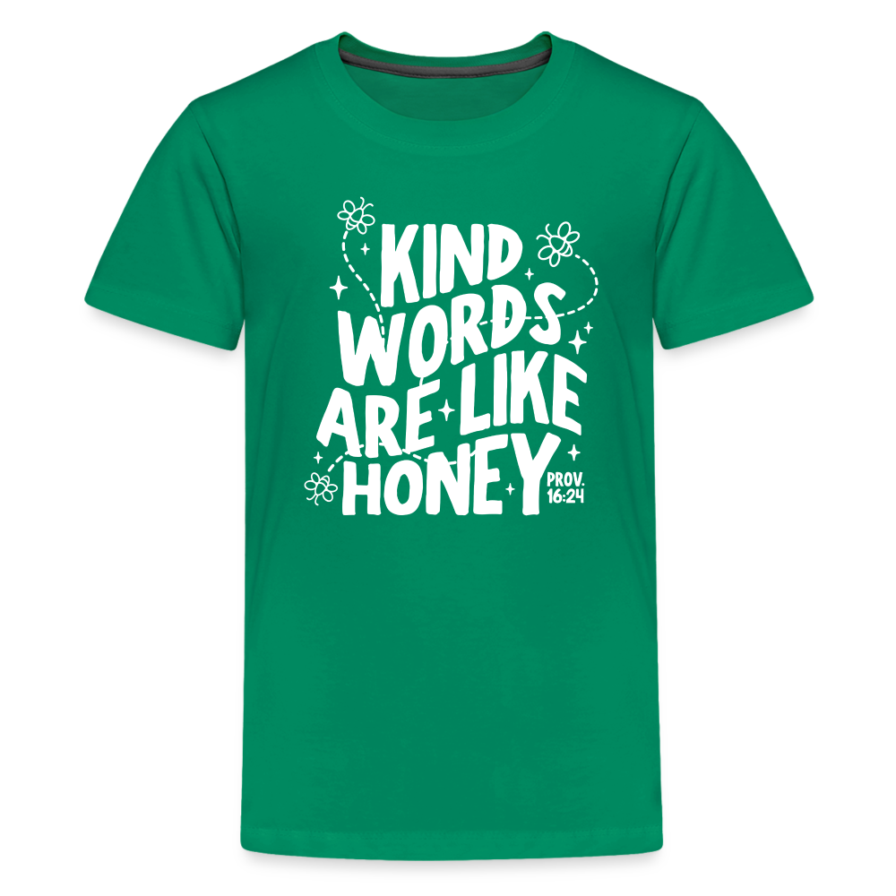 Kind Words are Like Honey (W) Kid's T-Shirt - kelly green